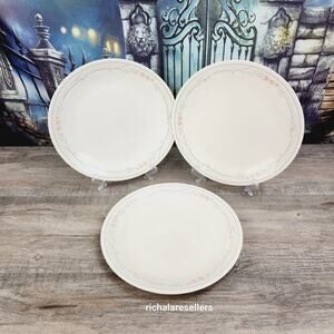 Corelle Rose Bouquet 10 1/4" Dinner Plates Lot of 3 Corning Vintage